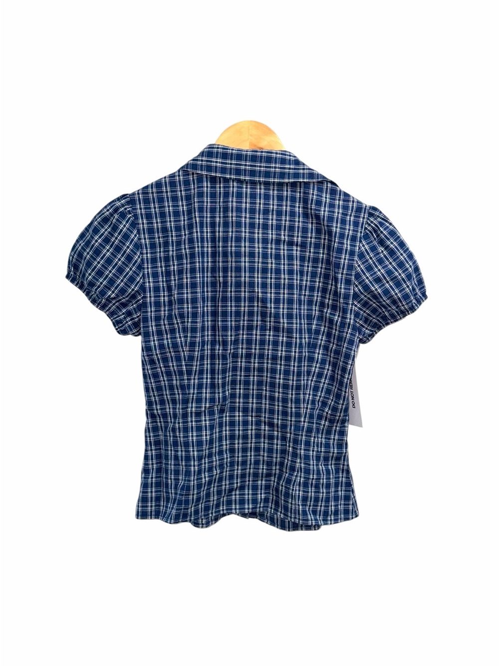 Princess Polly NWT Separate Scenes Button Up Blue Plaid Blouse Size 4 - Picture 3 of 6